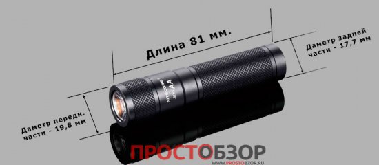 Размеры фонаря SENS AA Размеры фонаря SENS AA