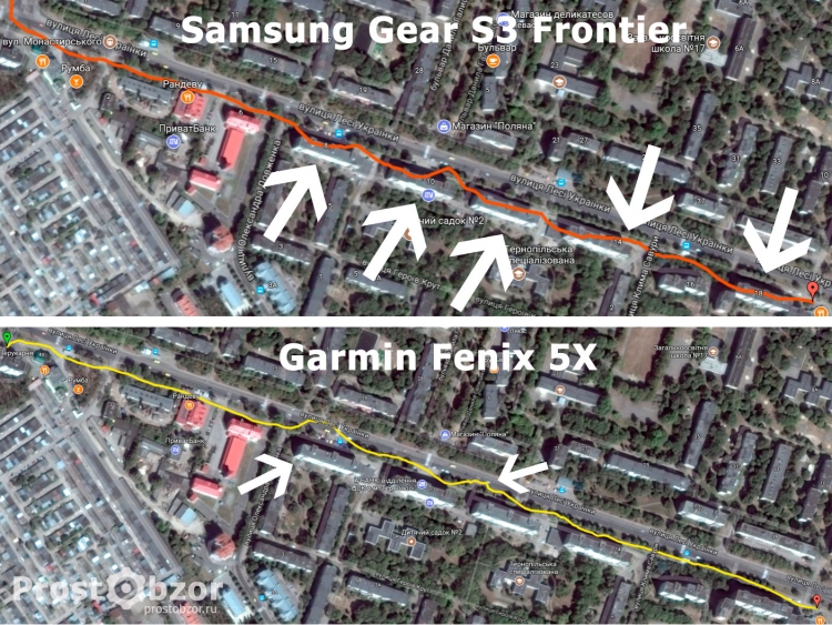 Тест GPS часов в застроенных районных для часов Samsung Gear S3 Frontier - Garmin Fenix 5x Тест GPS часов в застроенных районных для часов Samsung Gear S3 Frontier - Garmin Fenix 5x