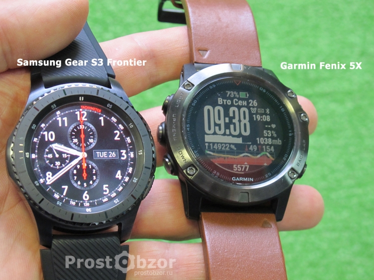 Сравнение внешнего вида часов Samsung Gear S3 Frontier - Garmin Fenix 5x Сравнение внешнего вида часов Samsung Gear S3 Frontier - Garmin Fenix 5x