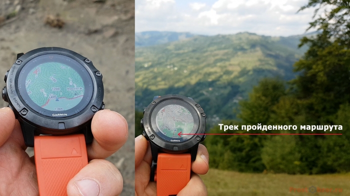 Красный трек в часах Fenix 5X Красный трек в часах Fenix 5X