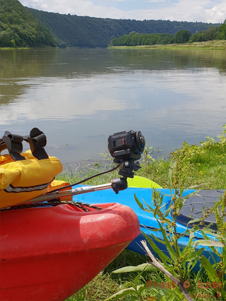 Установка экшн-камеры Garmin Virb 360 на байдарке - каяке Установка экшн-камеры Garmin Virb 360 на байдарке - каяке