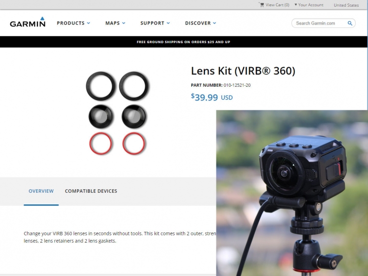Защитные линзы для камеры Garmin Virb 360 Защитные линзы для камеры Garmin Virb 360
