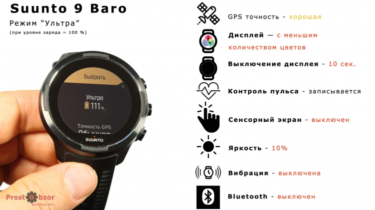Режим аккумулятора Ультра для Suunto 9 Baro Режим аккумулятора Ультра для Suunto 9 Baro