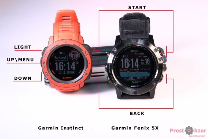 Сравнение управление кнопок часов Garmin Instinct VS Garmin Fenix 5X Сравнение управление кнопок часов Garmin Instinct VS Garmin Fenix 5X