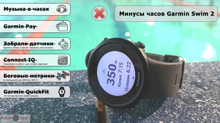 Минусы часов Garmin Swim 2 Минусы часов Garmin Swim 2