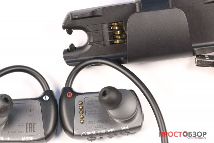 Контакты док-станции Sony Walkman NWZ-WS613 и ушей Контакты док-станции Sony Walkman NWZ-WS613 и ушей