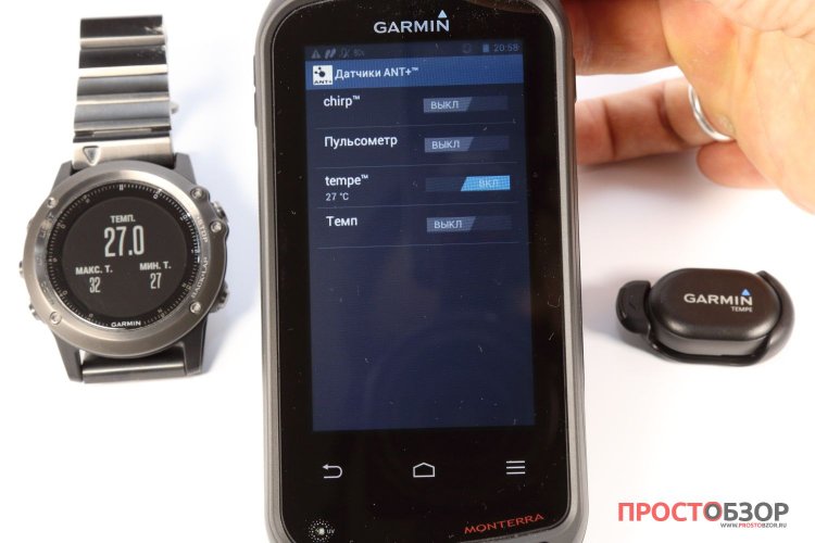 Подключенный датчик Garmin Tempe с Fenix 3 и GPS навигатор Garmin Monterra Подключенный датчик Garmin Tempe с Fenix 3 и GPS навигатор Garmin Monterra