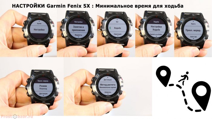 Настройки маршрута пешеход - минимальное время