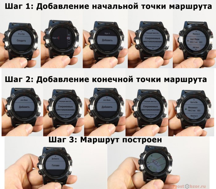Построение маршрута в часах Fenix 5X по 2 точках
