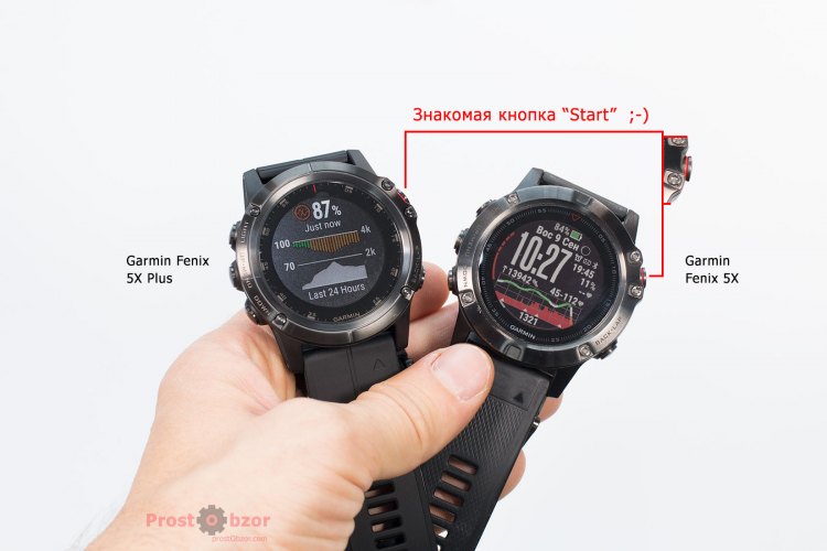 Одинаковые кнопки управления часами Garmin Fenix 5X Plus и Fenix 5X