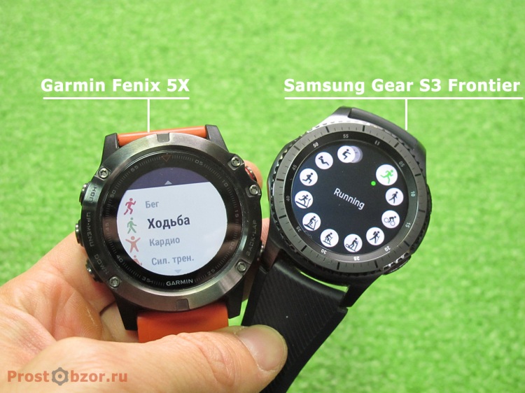 Спортивные активности часов Samsung Gear S3 Frontier - Garmin Fenix 5x