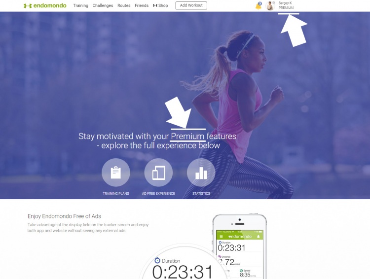 Платная версия программы endomondo-premium
