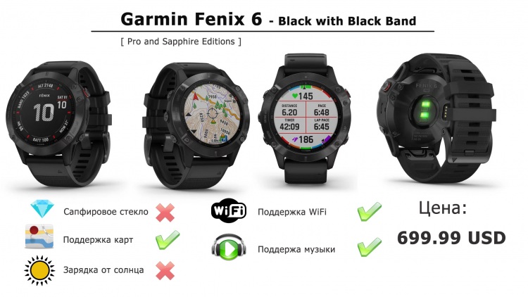 новые часы Garmin Fenix 6 Silver with Black Band