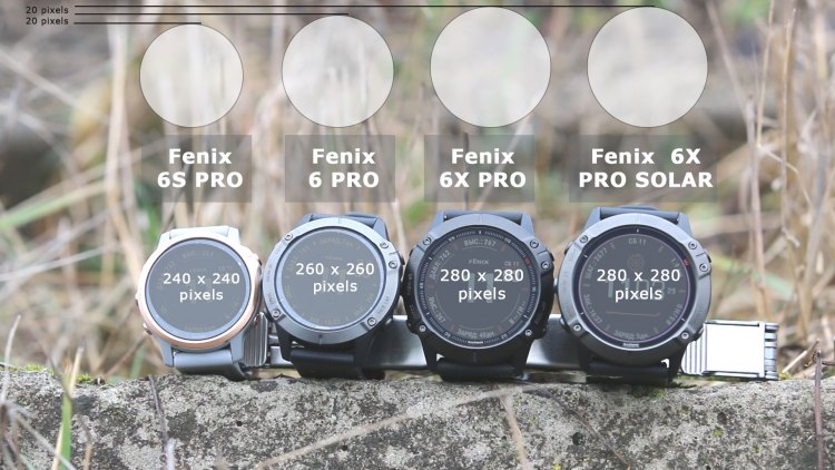 Fenix 6 -6s - 6X  display comparison