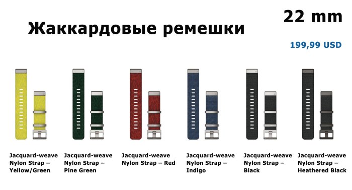 Жаккардовые ремешки 22 мм для часов Garmin