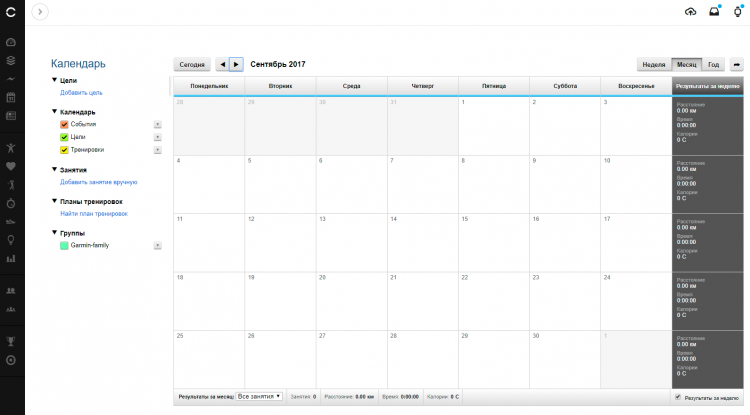 Новый и пустой Garmin Календарь
