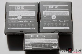 Распаковка велокомпьютеров Garmin Edge 830 530 130 Plus - спецификация на обратной стороне коробки