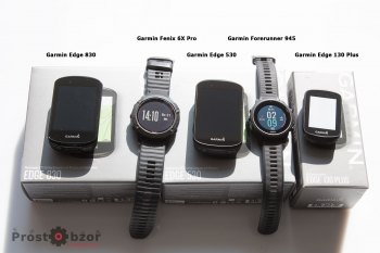 Сравнение размеров велокомпьютеров Garmin Edge и часов Garmin Fenix
