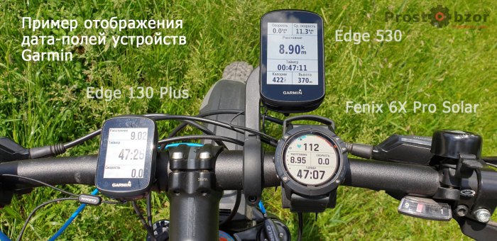 Пример дата-полей велкомпьютеров Garmin Edge , Fenix 6X