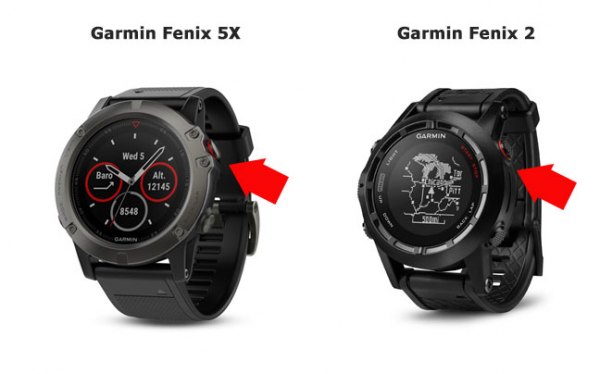 Кнопка Старт в часах Garmin Fenix 5  - Fenix 2