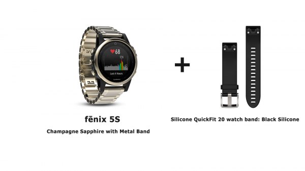 Модель часов garmin fenix 5s metal shampaigne с сменным черным ремешком