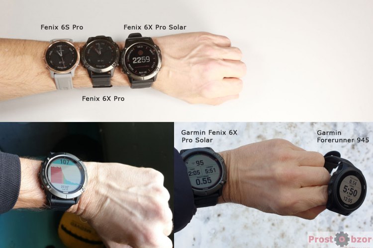 Сравнение размера часов Fenix 6X Pro Solar на руке