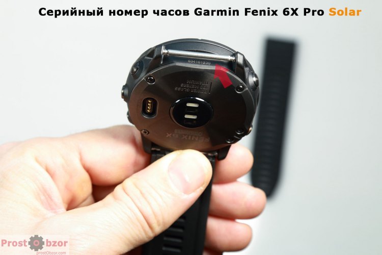 Где находится серийный номер часов Garmin Fenix 6X Pro Solar