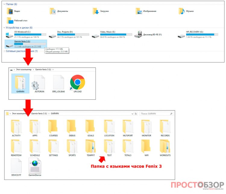 Как найти языковые файлы в часах Garmin Fenix 3