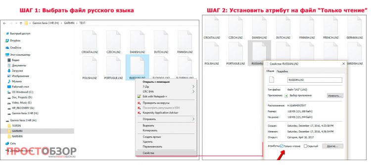 Как установить системные атрибуты языкового файла в часах Garmin
