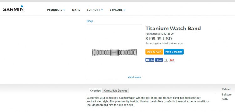 Официальная цена титанового браслета  часов Garmin Fenix 3
