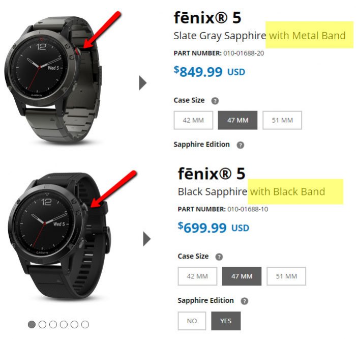Красная полоса модели Garmin Fenix 5 для металлического браслета и силиконового ремня