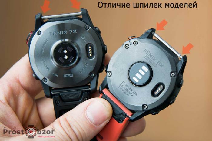 Сравнение шпильки для ремешков часов Garmin fenix7x против Garmin Fenix 6X