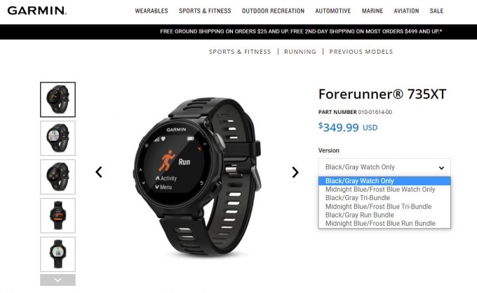 старая модель часов Garmin Forerunner 735 xt