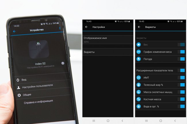 Управление внешним видом весов Garmin Index S2