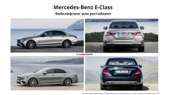 Пример фейслифтинга модели авто - 2021 Mercedes-Benz E-Class
