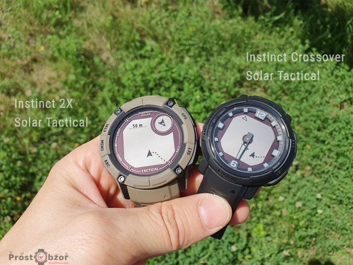 Сравнение высоты безеля часов Garmin instinct 2X vs instinct Crossover