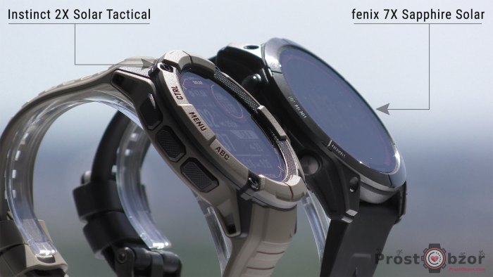 Высота безеля часов Garmin instinct 2x против  Garmin fenix 7x Sapphire