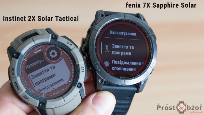 Меню и интерфейс часов Garmin instinct 2X vs fenix 7X Pro