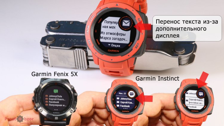 Перенос текста из-за дополнительного дисплея в часах Instinct