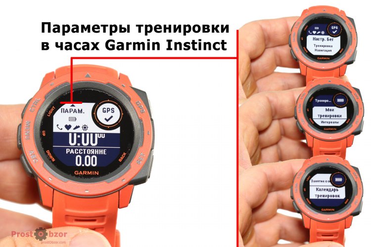 Параметры тренировки Бег в Garmin Instinct