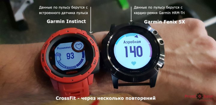 несовпадение пульса при резких нагрузках  - тест для  Garmin Instinct