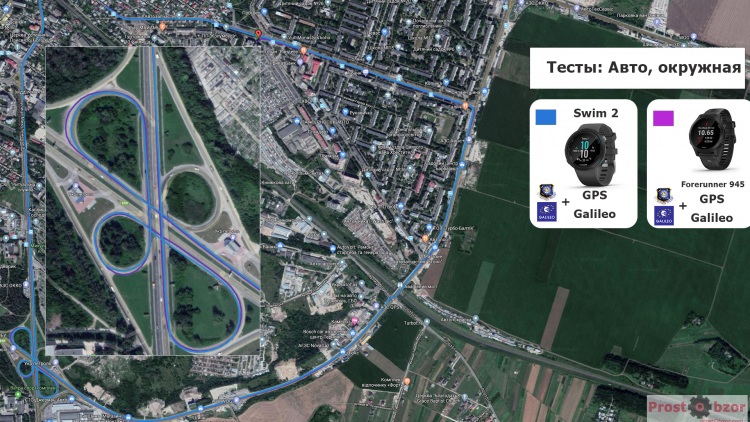 Тест записи GPS Swim 2 трека по окружной дороге
