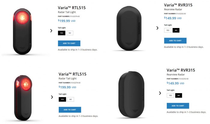 Цена заднего вело радара Garmin Varia RTL515