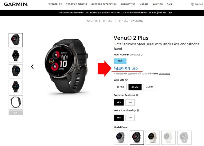 Цена часов Garmin Venu 2 Plus