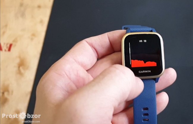 Фирменное дата поле от Garmin - график пульса в Venu Sq  Music
