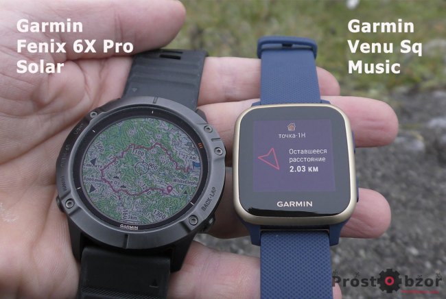 Сравнение режимов навигации в часах Garmin Venu Sq - Fenix 6X Pro Solar