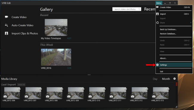 Настройки программы Garmin Edit