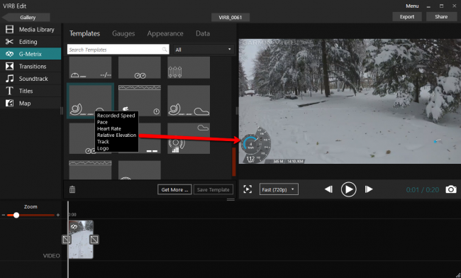 Данные с датчиков - G-Metrix на видео фрагменте