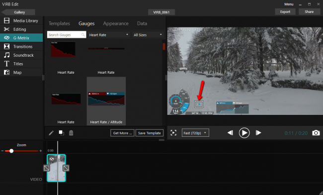 Перемещение элементов G-Metrix на экране видео