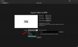Настройки сохранения видео Virb Edit -заставки